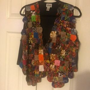 Buttonhole Colorful Vintage Vest Size M